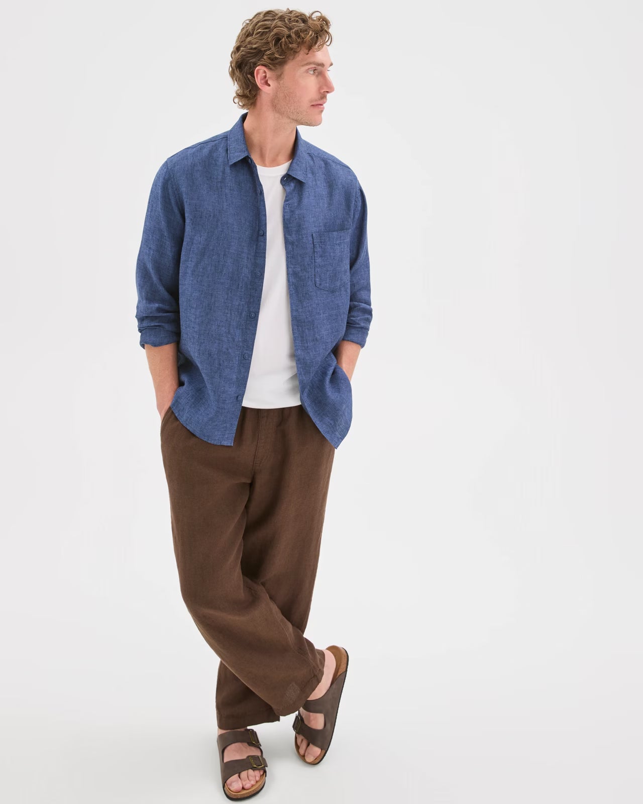 MONZ CART #7764 Linen Long Sleeve Shirt
