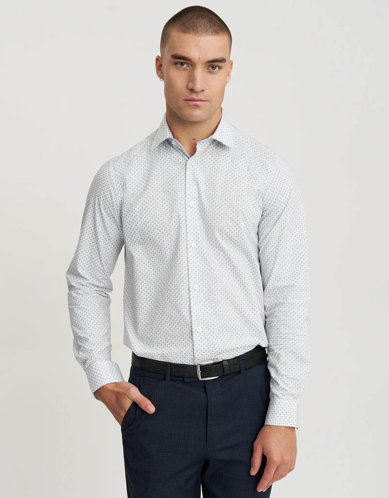 MONZ CART #7750 Long Sleeve Dress Shirt in White