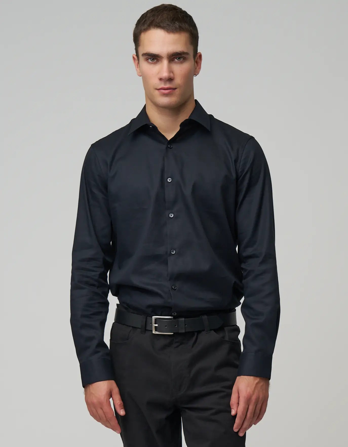 MONZ CART #7751 Black Long Sleeve Premium Dress Shirt