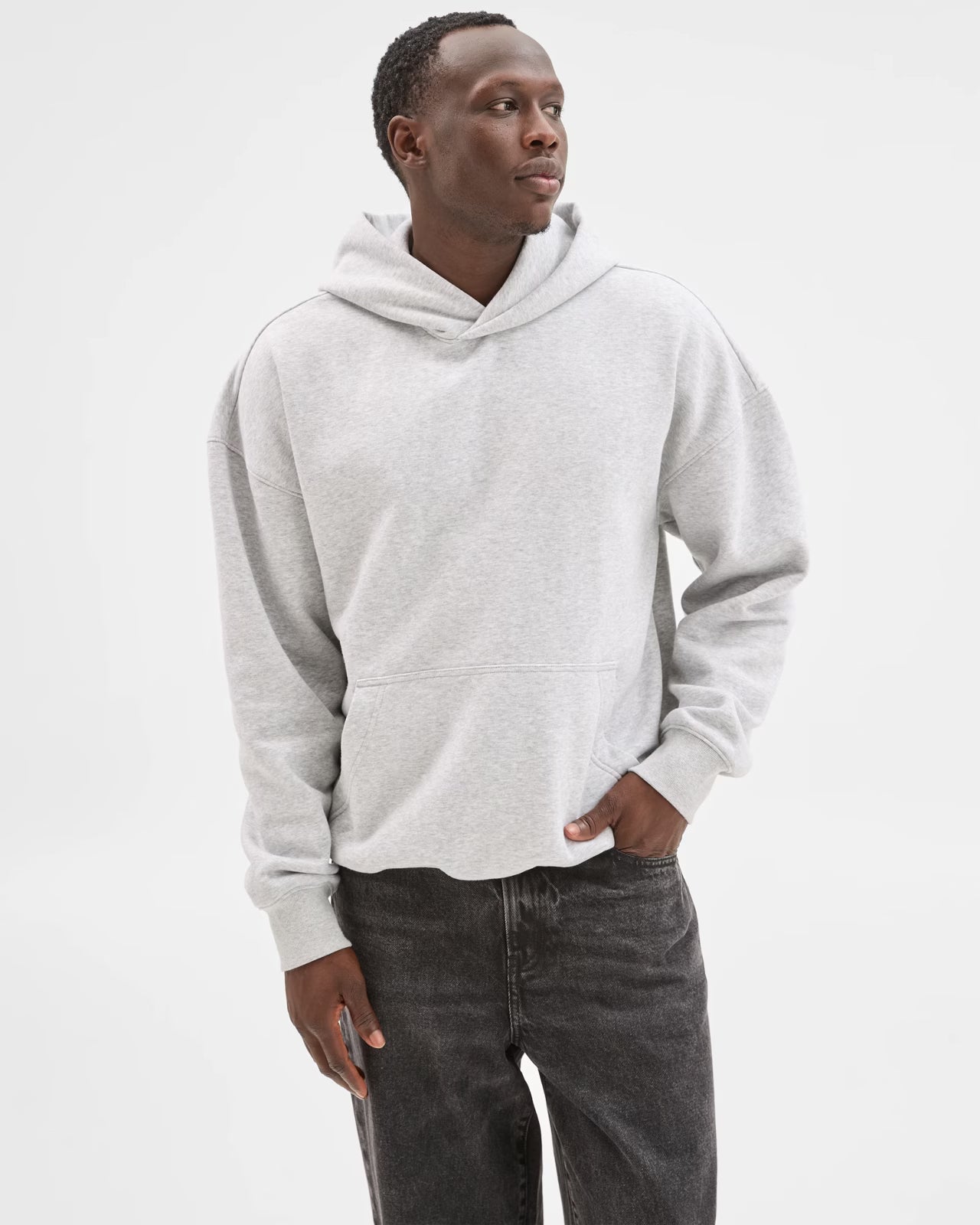 MONZ CAER #7767 Cotton Blend Heavyweight Oversized Hoodie - Grey Marle