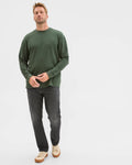 MONZ CART #7755 Cotton Blend Long Sleeve Textured T-Shirt - Dark Green