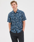 MONZ CART #7763 Linen Short Sleeve Printed Shirt