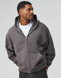MONZ CART #7730 Oversized Zip Up Hoodie Washed Grey